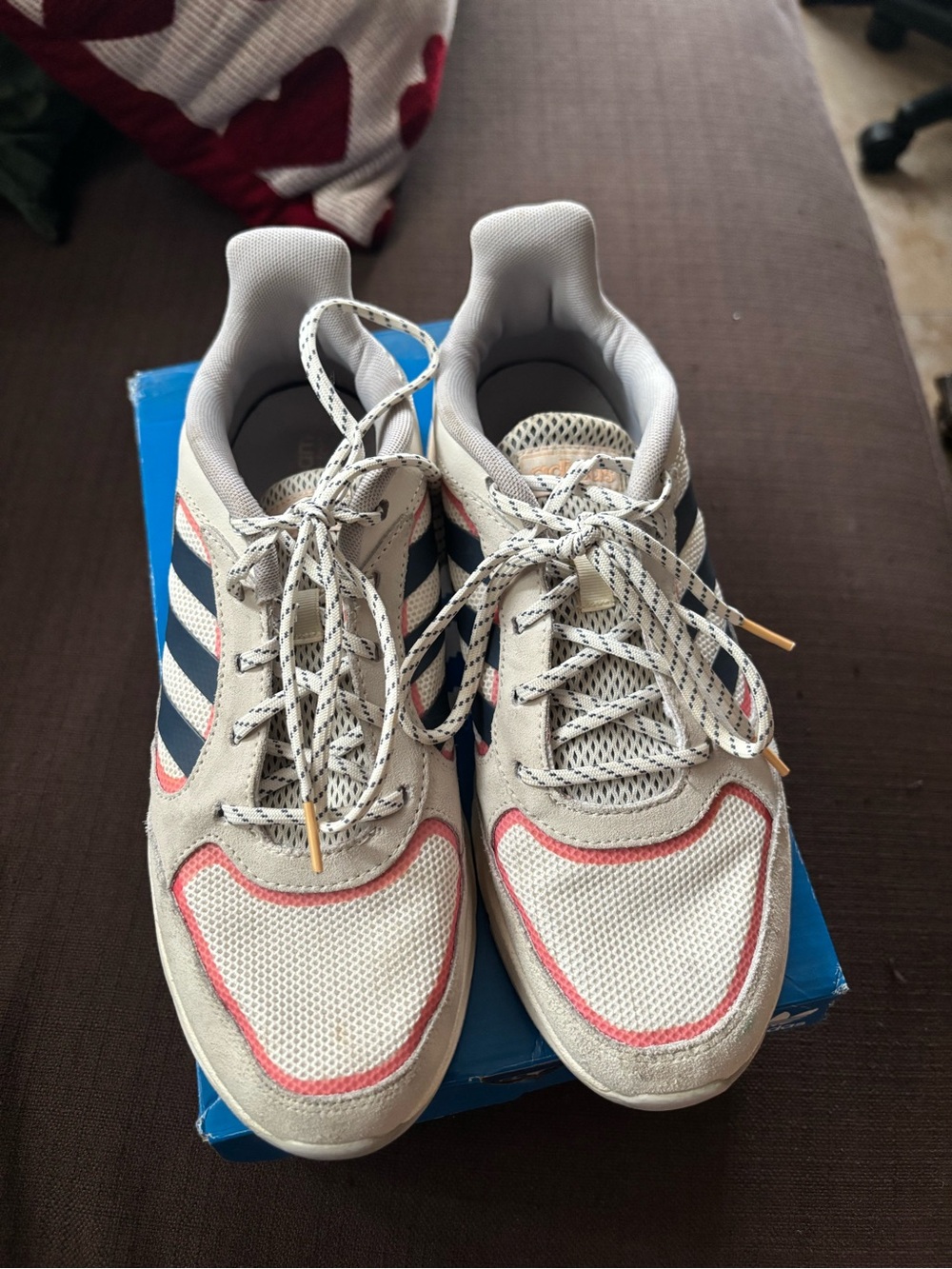Adidas Womens Beige/Navy/Pink Dad Retro Runner Sneakers